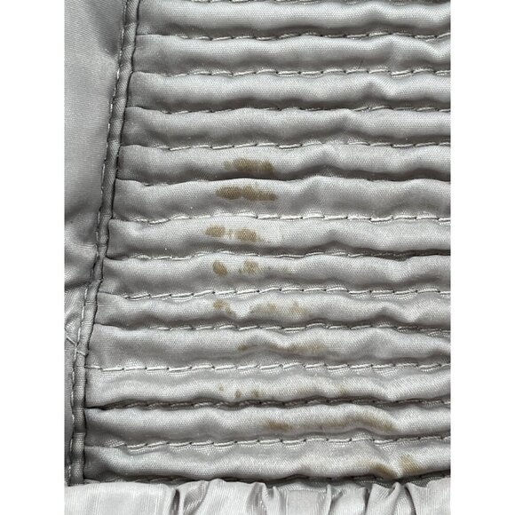 RIZAL Womens Quilted Down Puffer Coat Raccoon Fur Trim Belted Waist Small - Picture 3 of 16